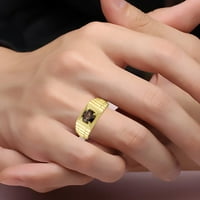 Менски прстени 14К жолти златни прстени Прекрасни тркалезни облици на гемстон Дизајнер Стил прстени Смоки кварц јуни родени прстени за мажи, машки прстени, златни п