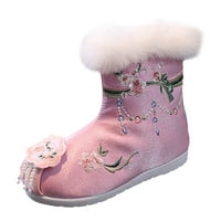 Памучни Чизми За Девојче Зимски Везени Платнени Чизми Кадифни Чевли Детски Чевли Големина 28