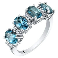 2. КТ овална форма Лондон сина топаз прстен во сребро сребро