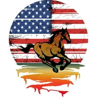 коњ американско знаме гроздобер зајдисонце 4 јули Менс Бел Графички Резервоар Топ-Дизајн ОД Луѓе 2XL