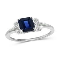 Jewelersclub Sapphire Ring Rigntone Jewelry - 2. Carat Sapphire 0. Стерлинг сребрен прстен накит со бел дијамантски акцент -