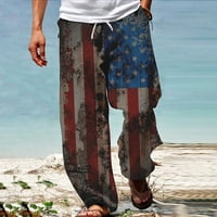 Мажи Американско Знаме Патриотски Панталони За Мажи 4 јули Хипи Харем Панталони Широки Бохо Јога Обична Капка Меѓуножје Панталони