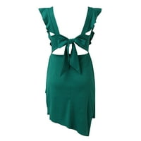 казка женски летни долги свечени фустани без ракави рушен бодикон вечерен шлиц макси фустан зелен м