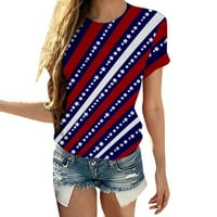 4 јули Кошули Жени Лето, Секојдневен Трендовски Моден Американски Знаме Блуза Основни Кратки Ракави Тренингот Маици Возрасни