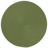 Плетенка Кадер Цврста Површина Килим, Маслинесто Зелена, 3' 3' Круг