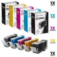 Canon PGI & CLI Компатибилен сет на касети: Пигмент црн PGI225, секој од CLI Black Cyan Magenta Yellow