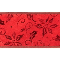 Лента за време на празник, црвен кадифе со црвена фолија Поинтетиа, 3,5 30 '