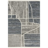 Nuloom Elyna Апстрактна плетена килим со затегната површина, 7 '10 10', светло сиво