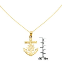 Крст приврзок од жолтиот злато од жолто злато на ланецот на кабел