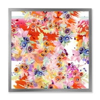 Диви цвеќиња и живописни диви пролетни лисја VI врамени сликарски платно уметнички принт
